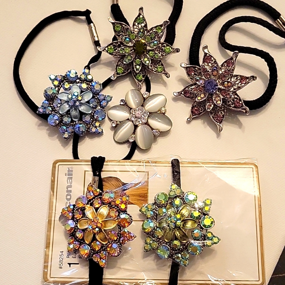 Beautiful crystal embellished hair ties. 1 nwt, other 5 pre-owned.